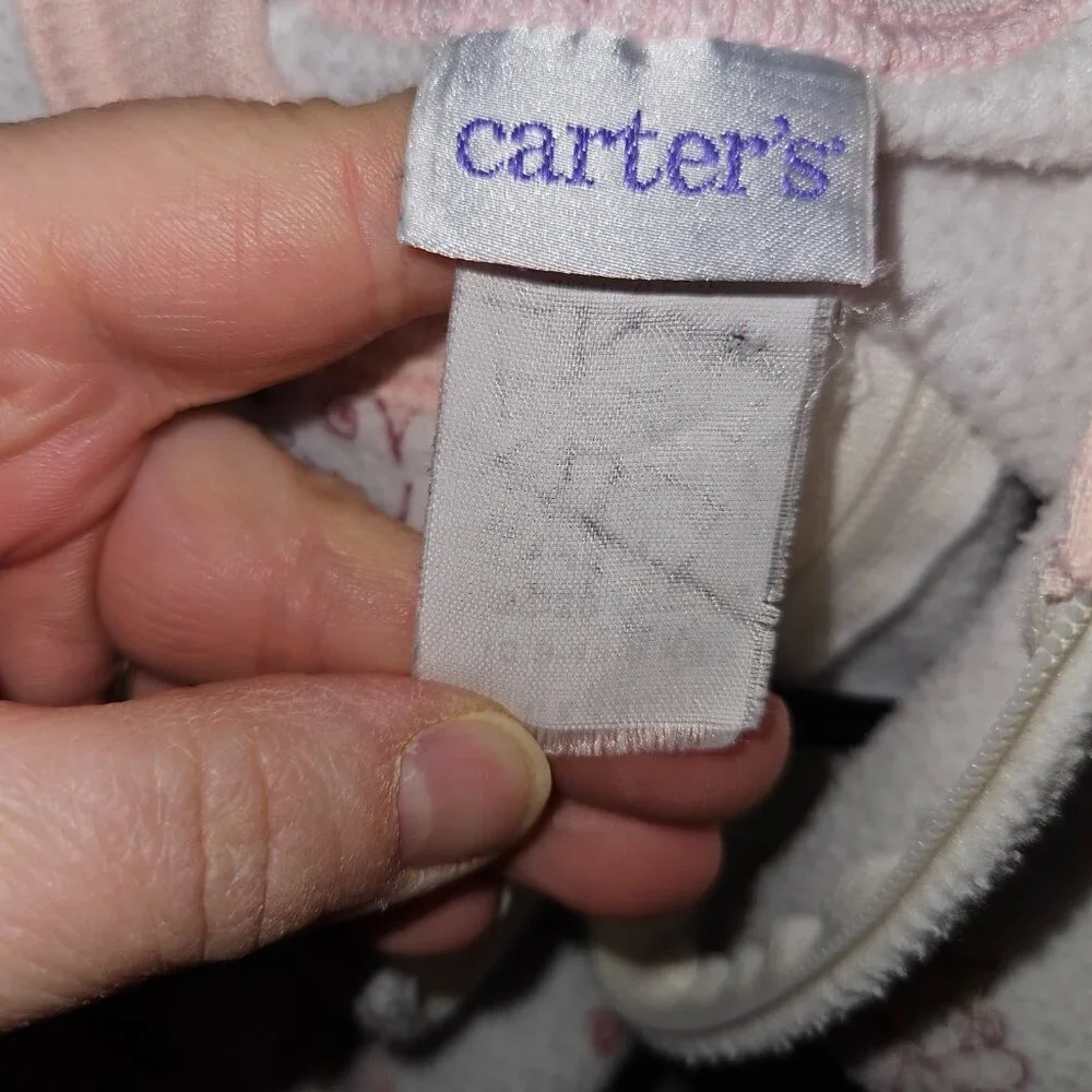 3 Carter's Fleece Footie Pajamas Lot Baby Girl 18 Months Fairy Hearts Giraffe